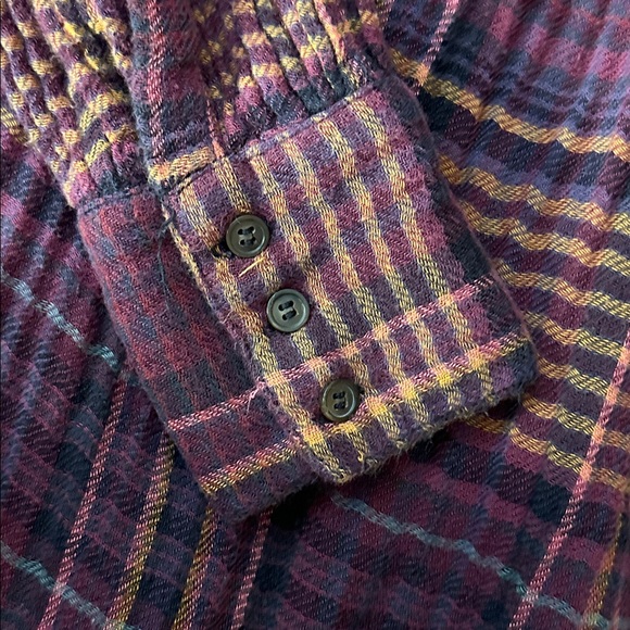 Free People Plaid Blouse Oversized Distressed High Low Blouse. Small. 56” Bust - Picture 4 of 4